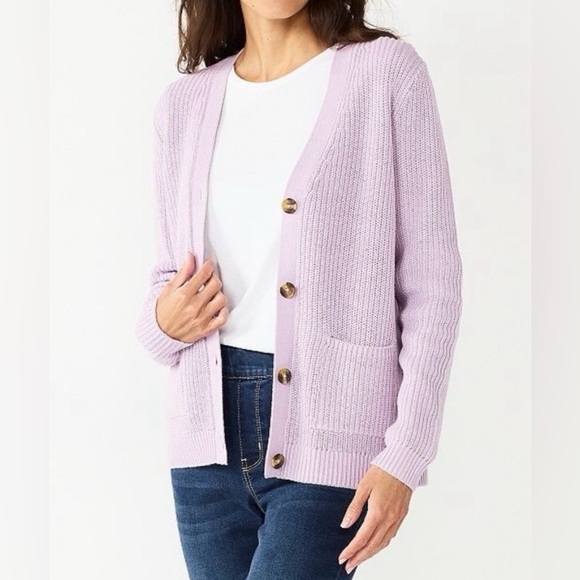 Croft & Barrow Plus Shaker Cardigan - Picture 2 of 10